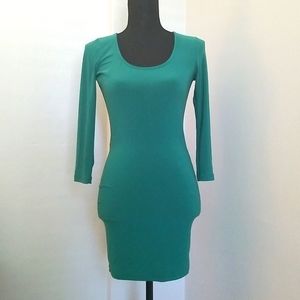 Symphony green spandex mini dress with mesh back
